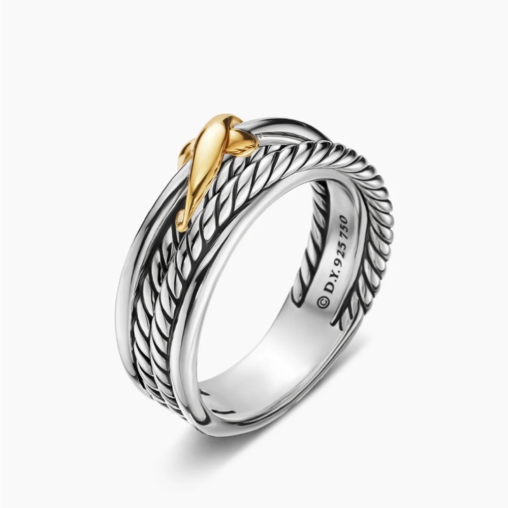 David Yurman X Crossover Elegant Silver and Gold Women's Ring - Picture 4 of 5